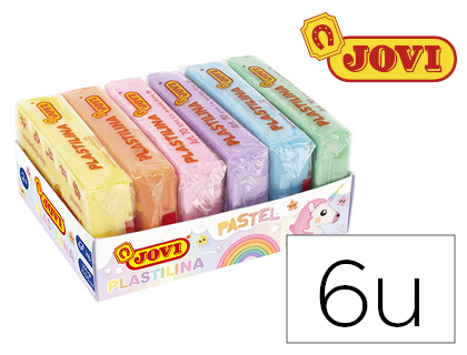 6 barras 50g. plastilina Jovi 70 colores pastel surtidos